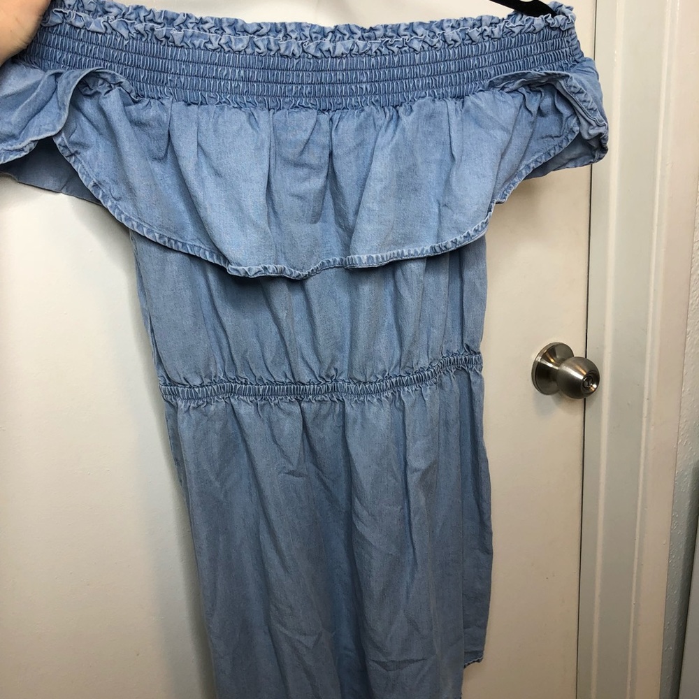 Denim off the shoulder dress